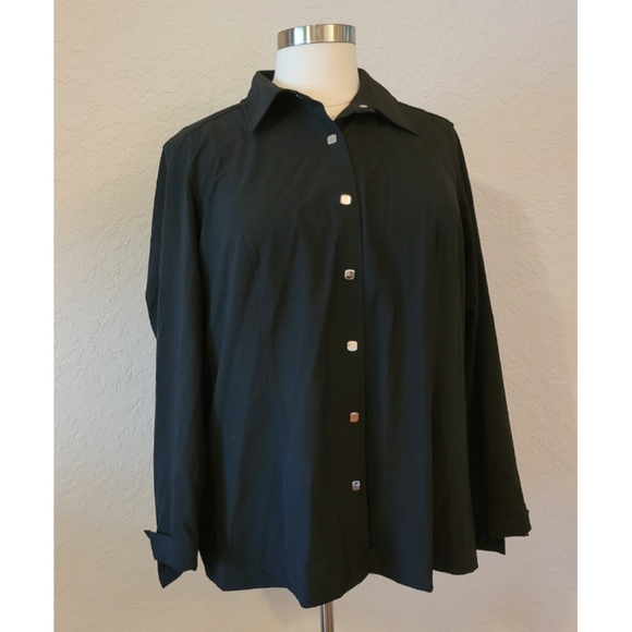 Plus Size Black Long Sleeve Shirt - Picture 2 of 4